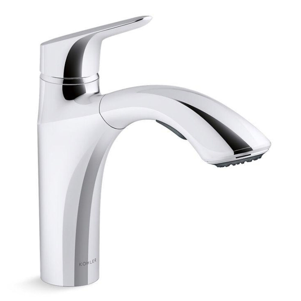 Kohler® 30468-CP 30468 Rival Pull Out Kitchen Sink, 1.5 gpm Flow Rate, Rotating Spout, Polished Chrome, 1 Handles