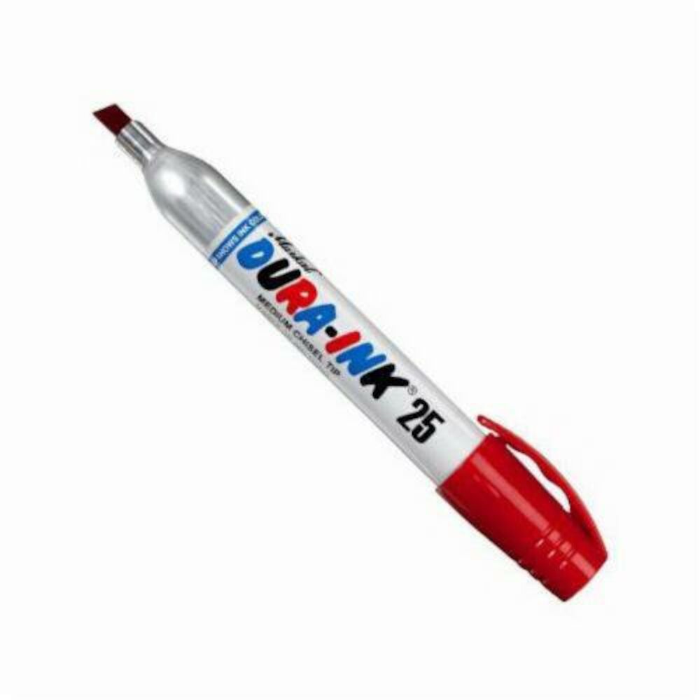 Markal® 96222 Dura-Ink® 25 King Size Permanent Ink Marker, 1/8 to 1/4" Chisel Tip, Fiber Tip, Red