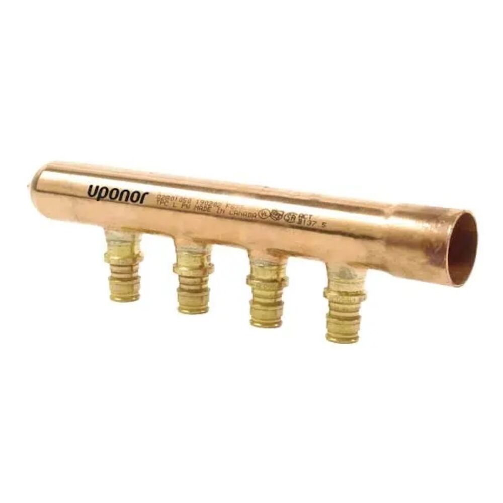 Uponor ProPEX® LF2801050 L Branch Manifold, 4 1/2" Outlets 1" Inlets, Brass/Copper