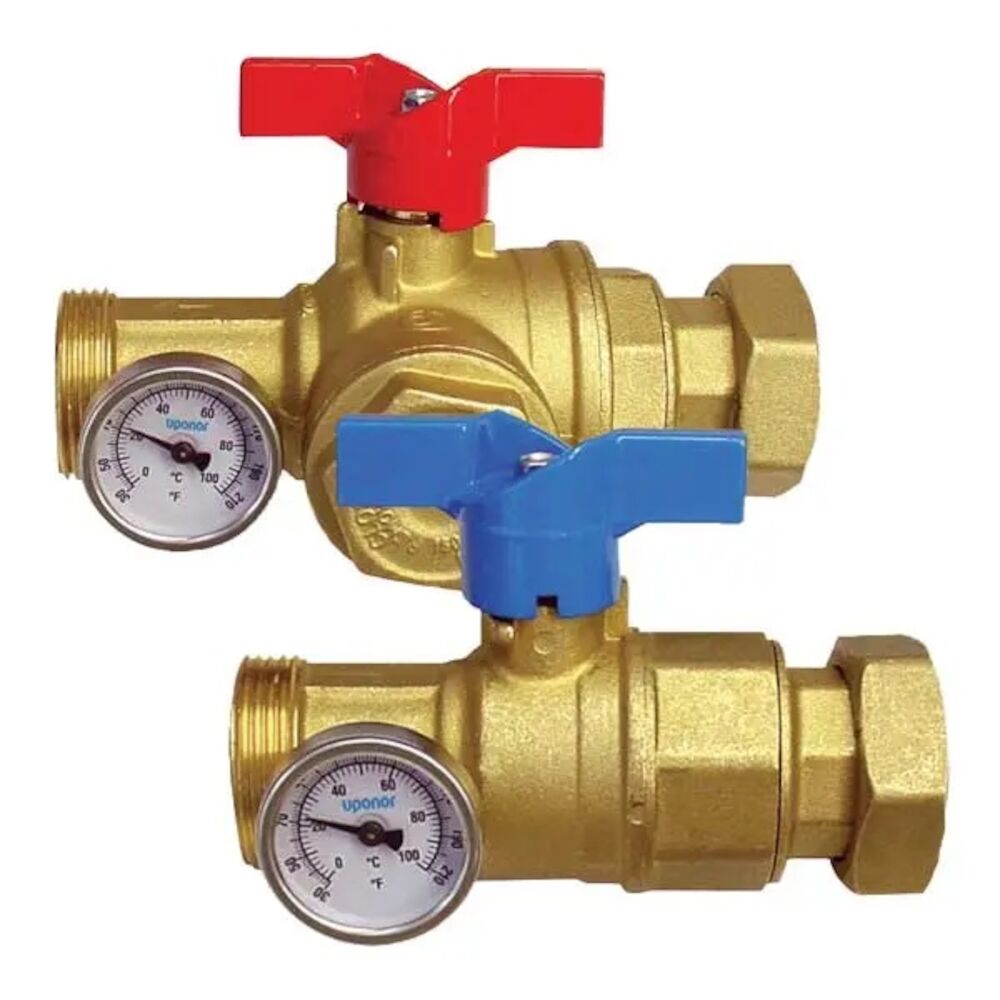 Uponor TruFLOW™ A2631250 Manifold Supply and Return Ball Valve, R32x1-1/4" Nominal, Male, 145 psi, Brass Body
