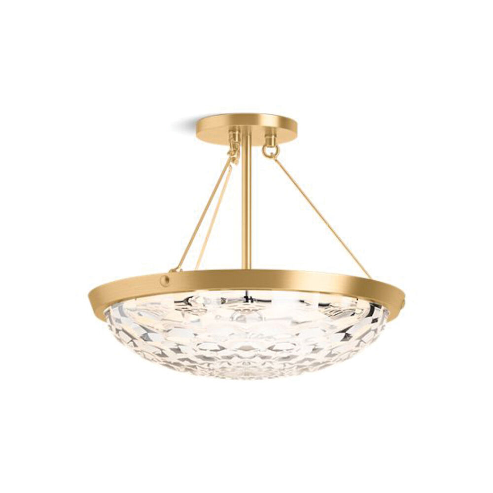 Kohler® 29374-SF03B-2GL Arendela® 15-1/2" Semi-Flush Light, (3) Incandescent Lamp, 120 V, Brushed Moderne Brass Housing