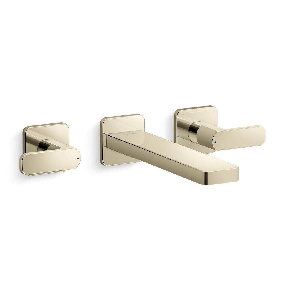 Kohler® T23491-4-AF Parallel® Wall Mount Bath Faucet Trim w/ Lever Handles, 10 gpm, 8" Center, Vibrant French Gold