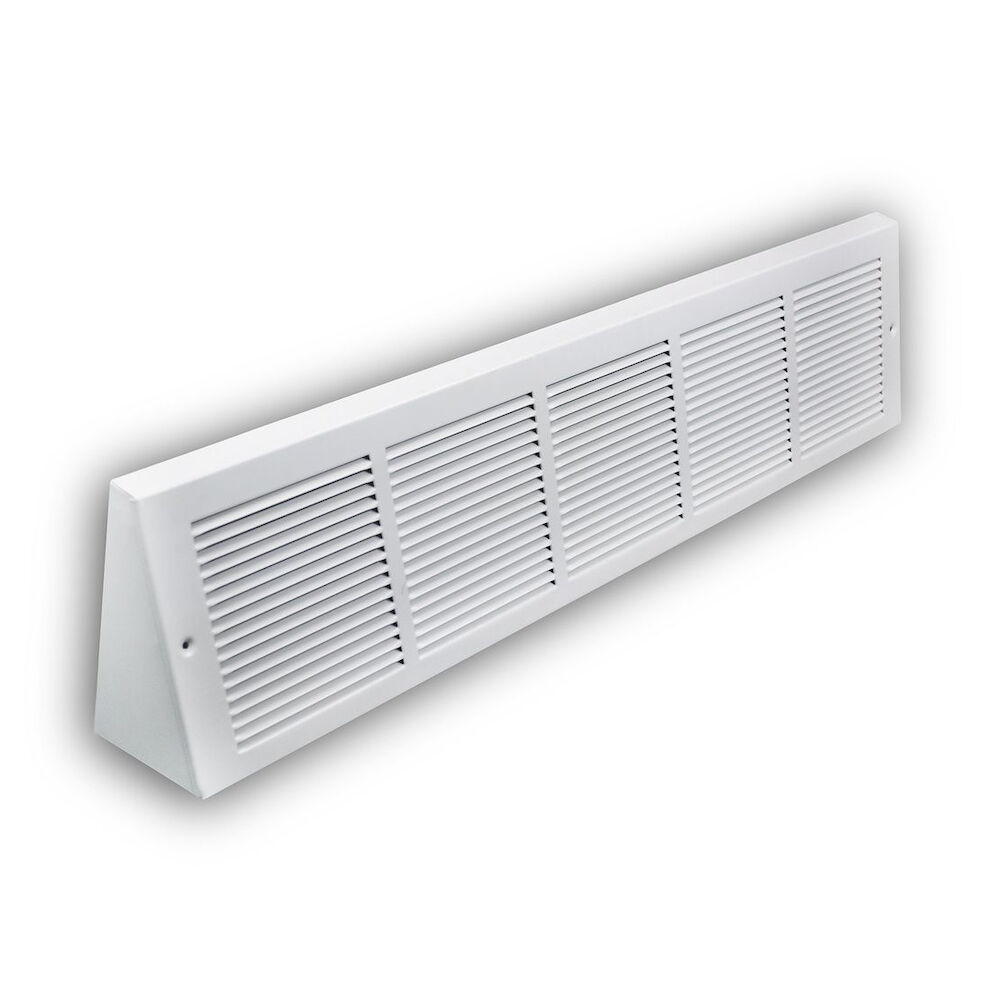 TRUaire® 125TR24X06 24x6" Triangle Stamped Louver Baseboard Return Grille, Steel, White