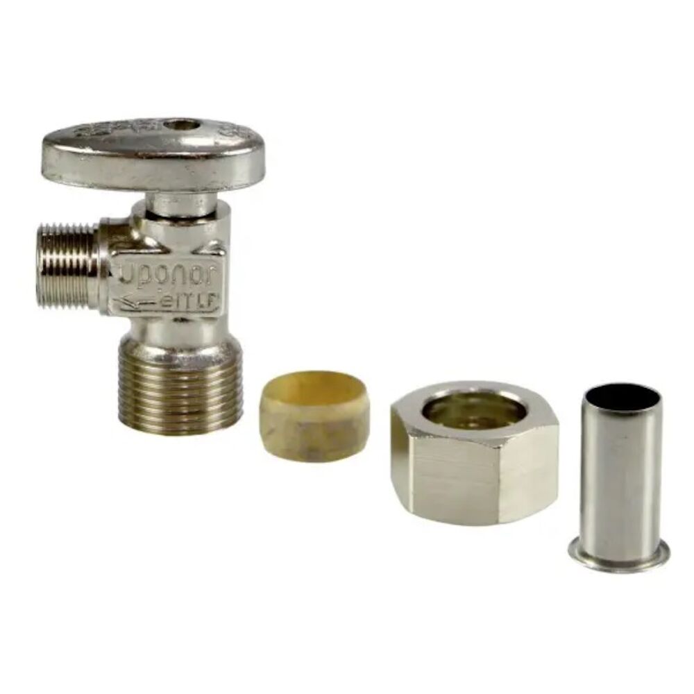 Uponor LF5415038 1/2" PEX x 3/8" OD Compression Angle Stop Valve (Lead Free Brass)