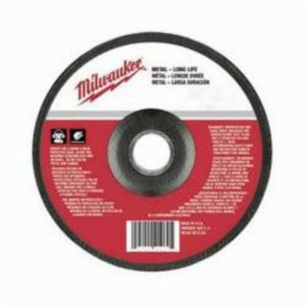 Milwaukee® Tool 49-94-6340 Depressed Center Wheel, 6" Diax1/4" THK, 7/8" Center Hole, 24 Grit, Aluminum Oxide Abrasive
