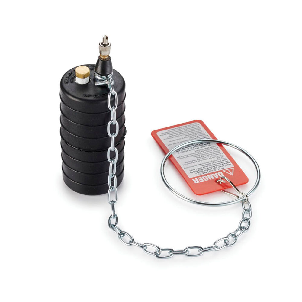 Cherne® 262038 Single-Size Remote Placement Plug With 1/8" Threaded Aluminum Bypass, 2-1/2" Pipe, 5.7" L, Rubber, Black