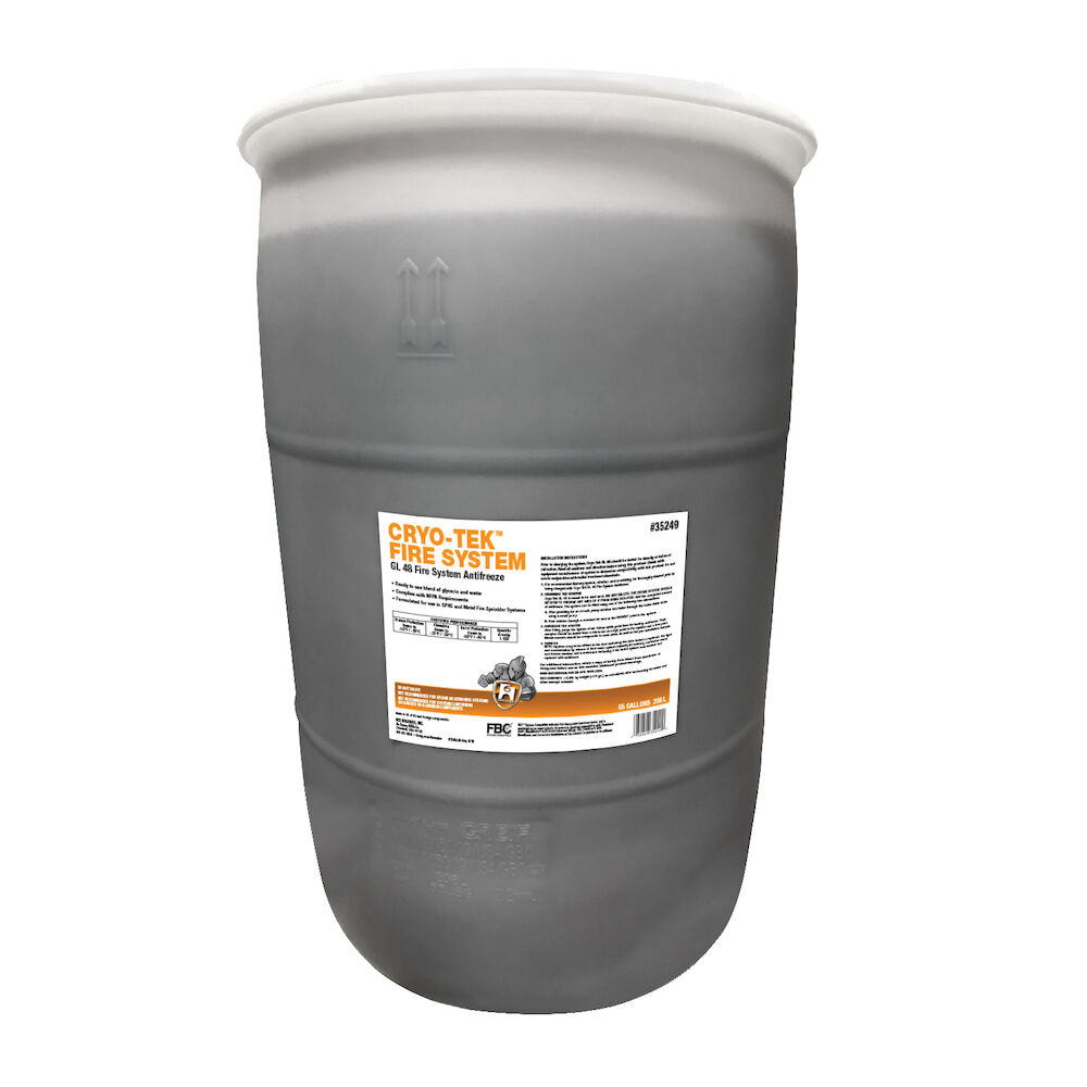 Hercules® CRYO-TEK™ 35249 GL48 Fire System Antifreeze, 55 gal Drum, Transparent Liquid Form, Orange, 1.121 at 77 deg F