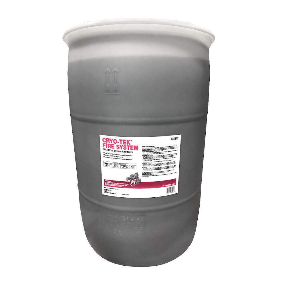 Hercules® CRYO-TEK™ 35247 PG38 Fire System Antifreeze, 55 gal Drum, Transparent Liquid Form, Red, 1.036 at 77 deg F