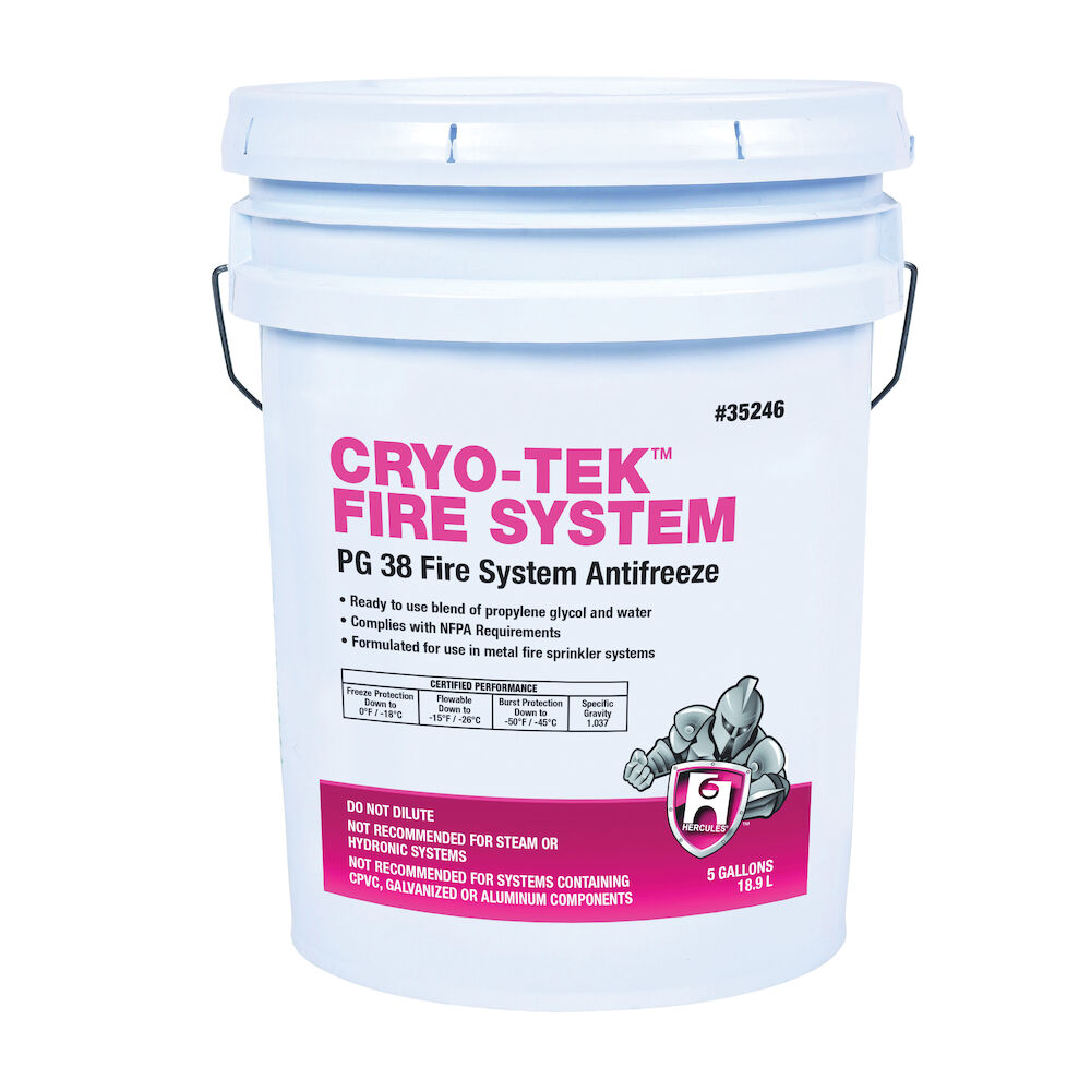 Hercules® CRYO-TEK™ 35246 PG38 Fire System Antifreeze, 5 gal Pail, Transparent Liquid Form, Red, 1.036 at 77 deg F