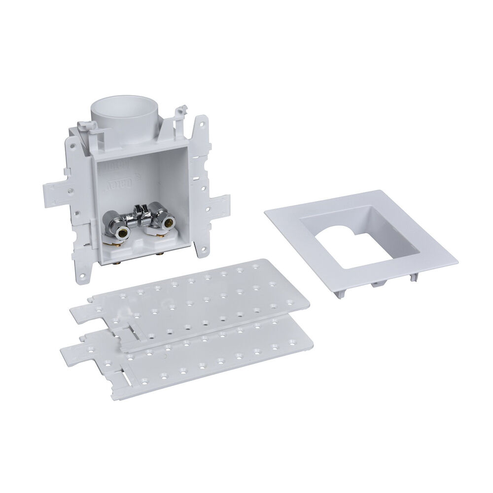 Oatey® 37393 Moda™ 2-Valve Fire-Rated Lavatory Supply Box, F1807 Brass PEX Inlet, 3/8" Compression Outlet, PVC