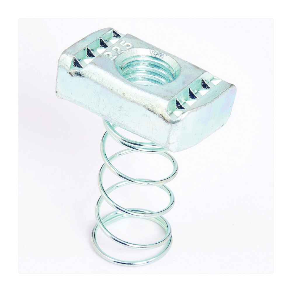 B-Line N225ZN 200 Standard Channel Nut w/ Spring, 1/4" THK, 1/2-13 Thread, Steel