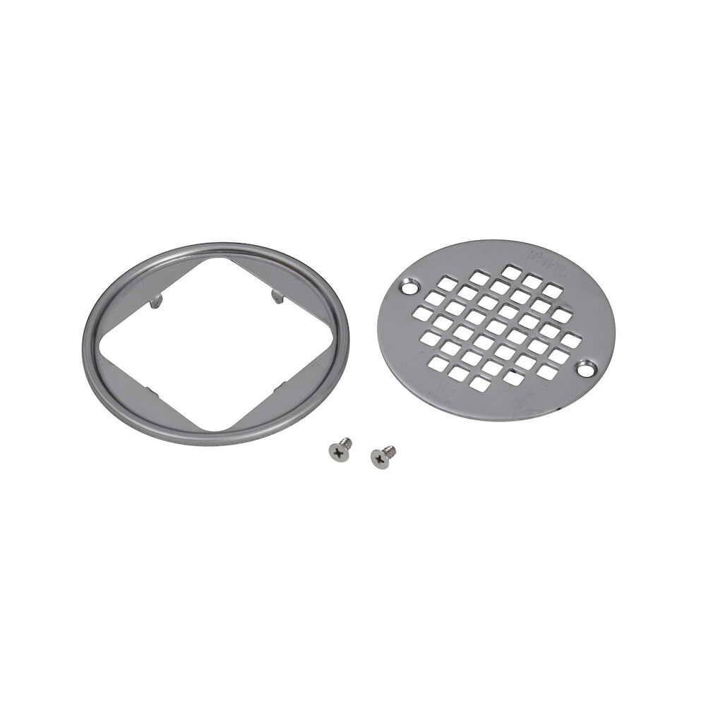 Oatey® 42333 130 Series Round Screw-In Strainer w/ Ring, 4.37" Dia, Polished Stainless Steel