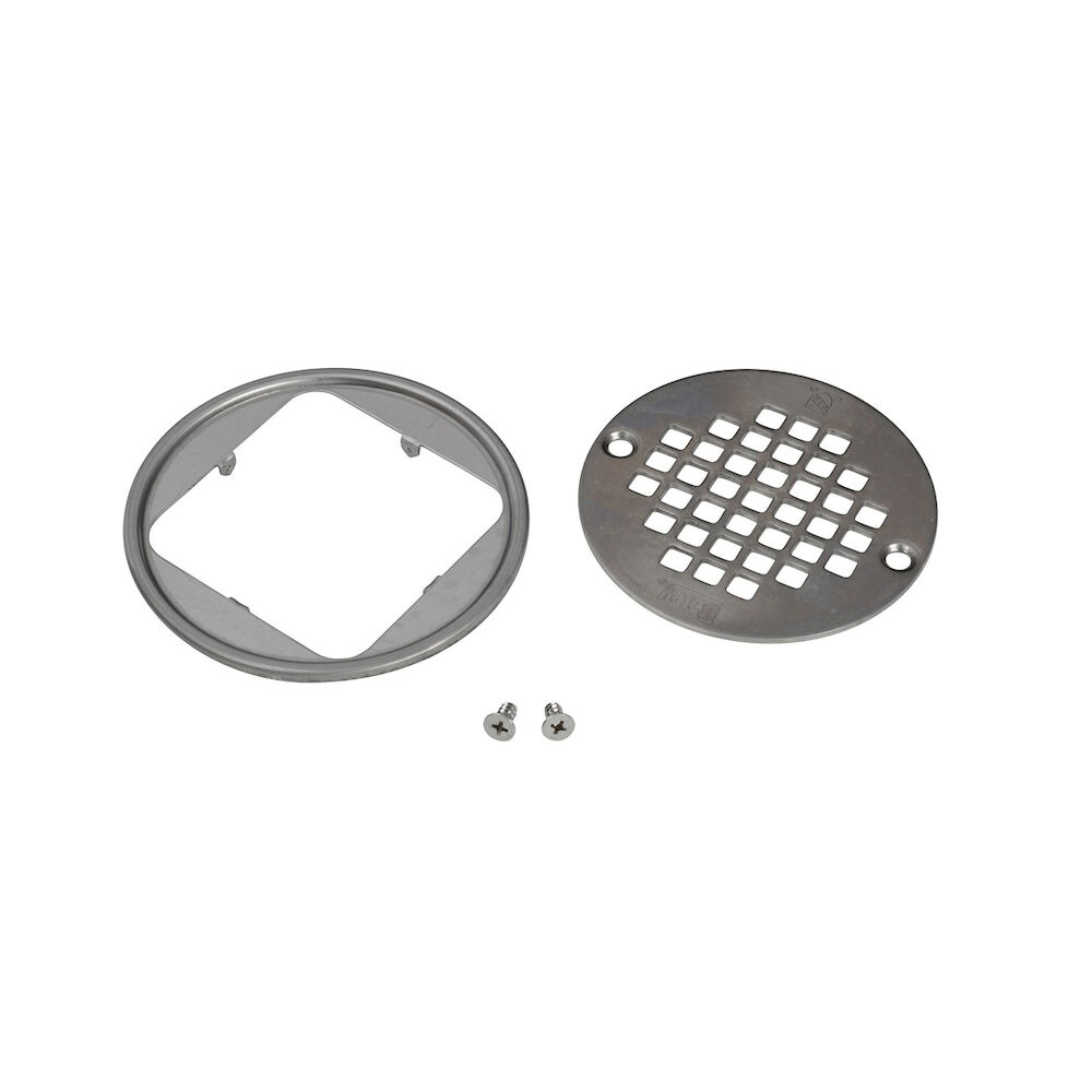 Oatey® 42334 130 Series Round Screw-In Strainer With Ring, 4.37" Dia, Nickel, Brushed Nickel