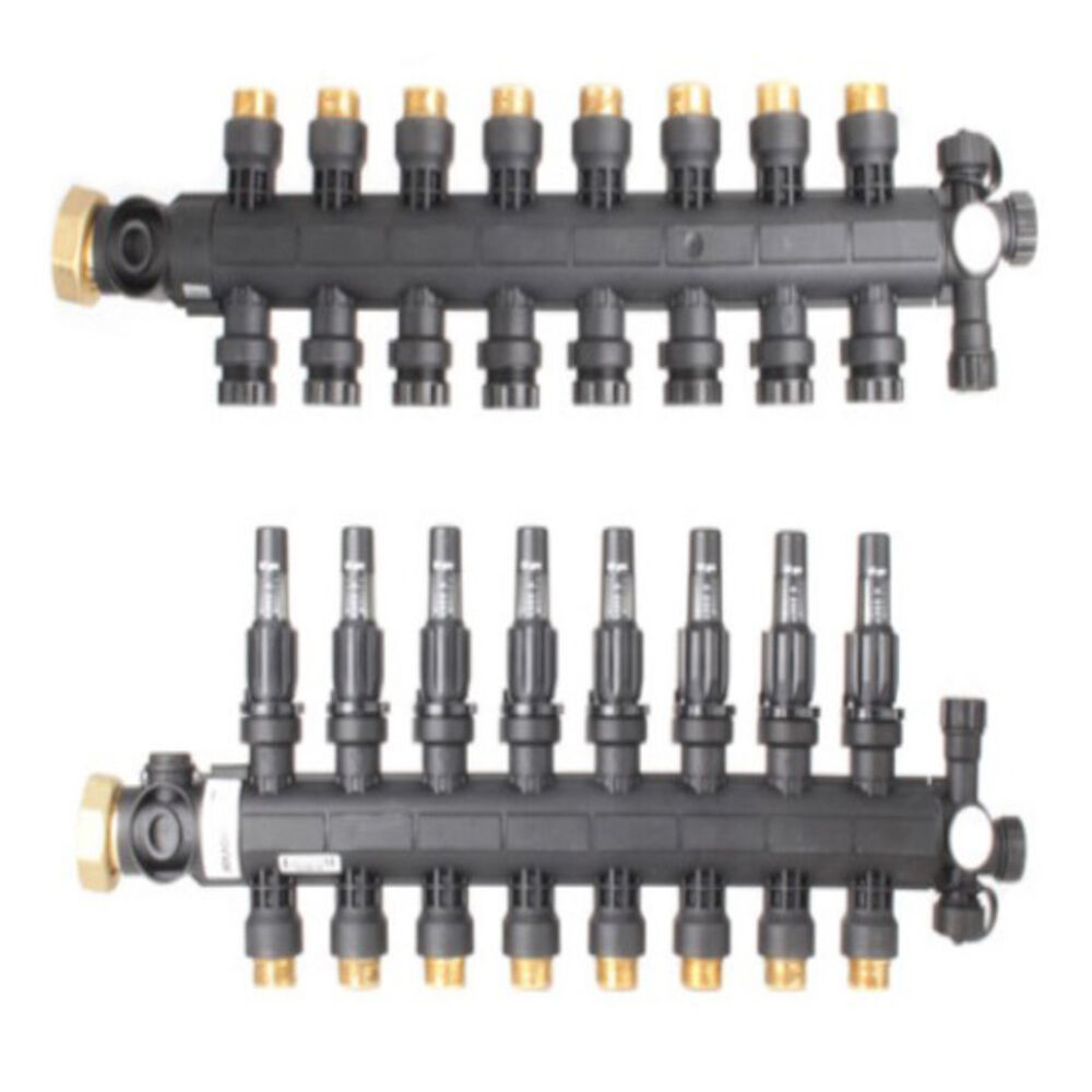Uponor A2670801 Engineered Plastic Heating Manifold Assembly With Flow Meter, (8), Brass