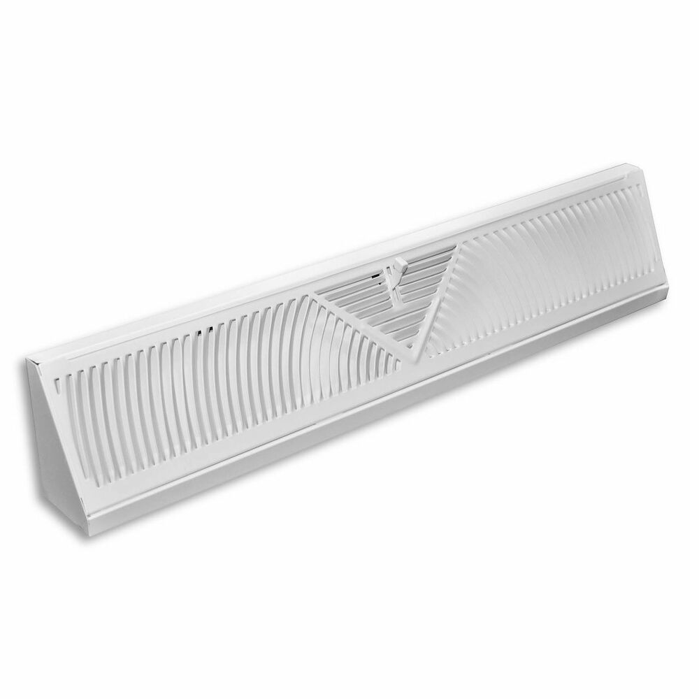 TRUaire 120SW 24" Long, Stamped Sunburst, Steel, Baseboard, Single Blade Damper, White, Diffuser