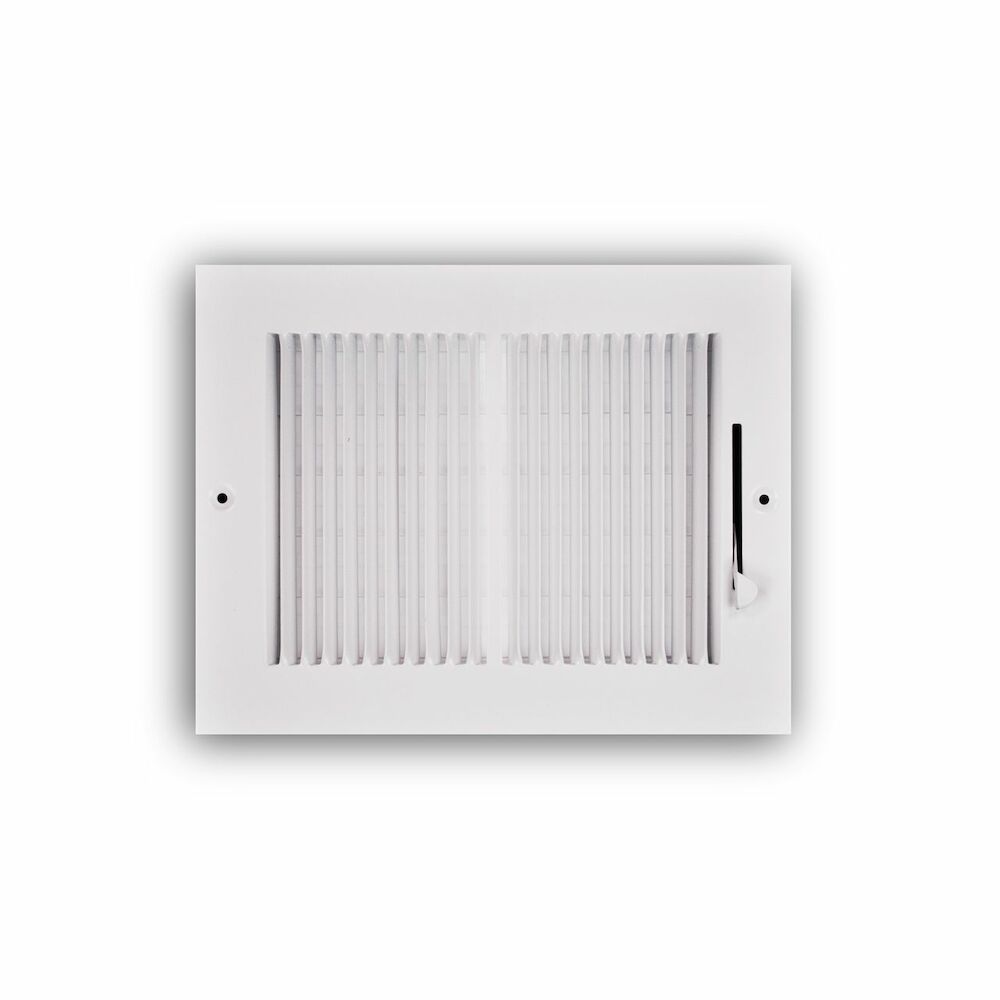 TRUaire 132M08X06 8" x 6" 2-Way Register, 1/3" Stamped Louver, Multi-Shutter Damper, Steel, Ceiling/Sidewall, White