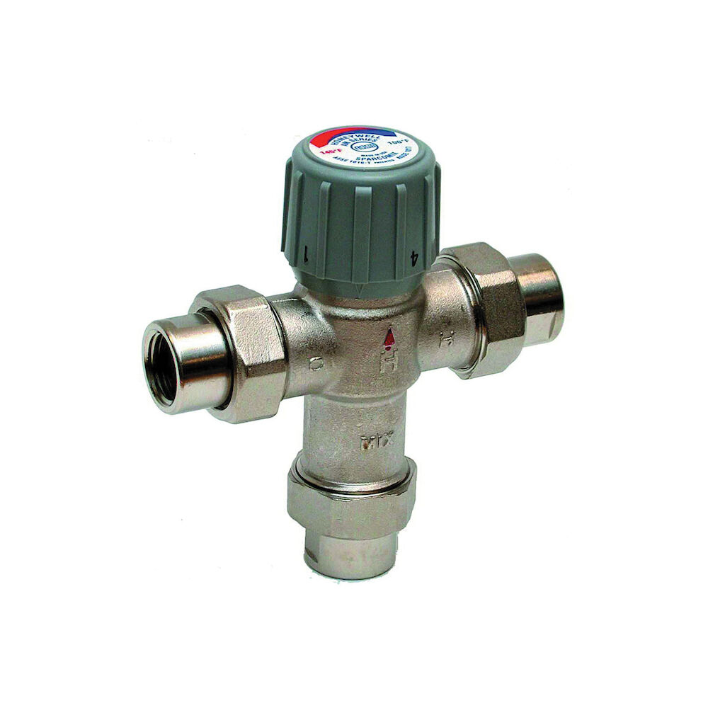 Honeywell AM100-UT-1LF/U AM-1 Thermostatic Mixing Valve, 1/2 in, Union NPT, 150 psi, Brass Body, Domestic
