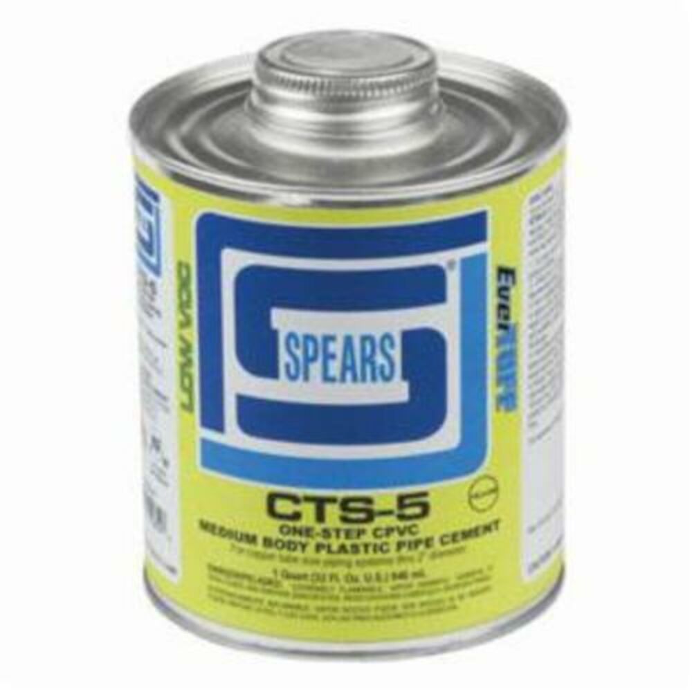 Spears® EverTUFF® CTS5-030 1-Step Low VOC Medium Body CPVC Solvent Cement, 1 qt Container, Yellow