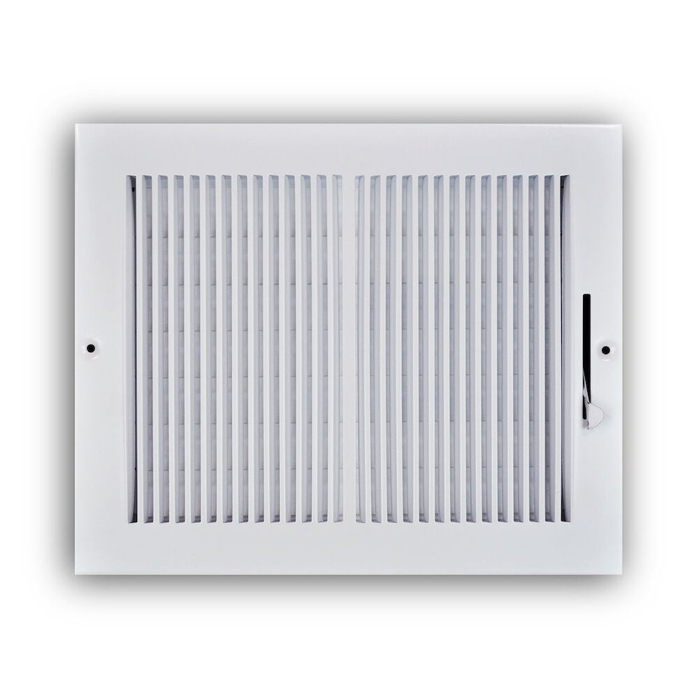 TRUaire™ 132M 10X08 2-Way Wall/Ceiling Register w/ Multi-Shutter Damper, 10 x 8 in, 105 to 345 cfm, Steel, Powder Coated, White