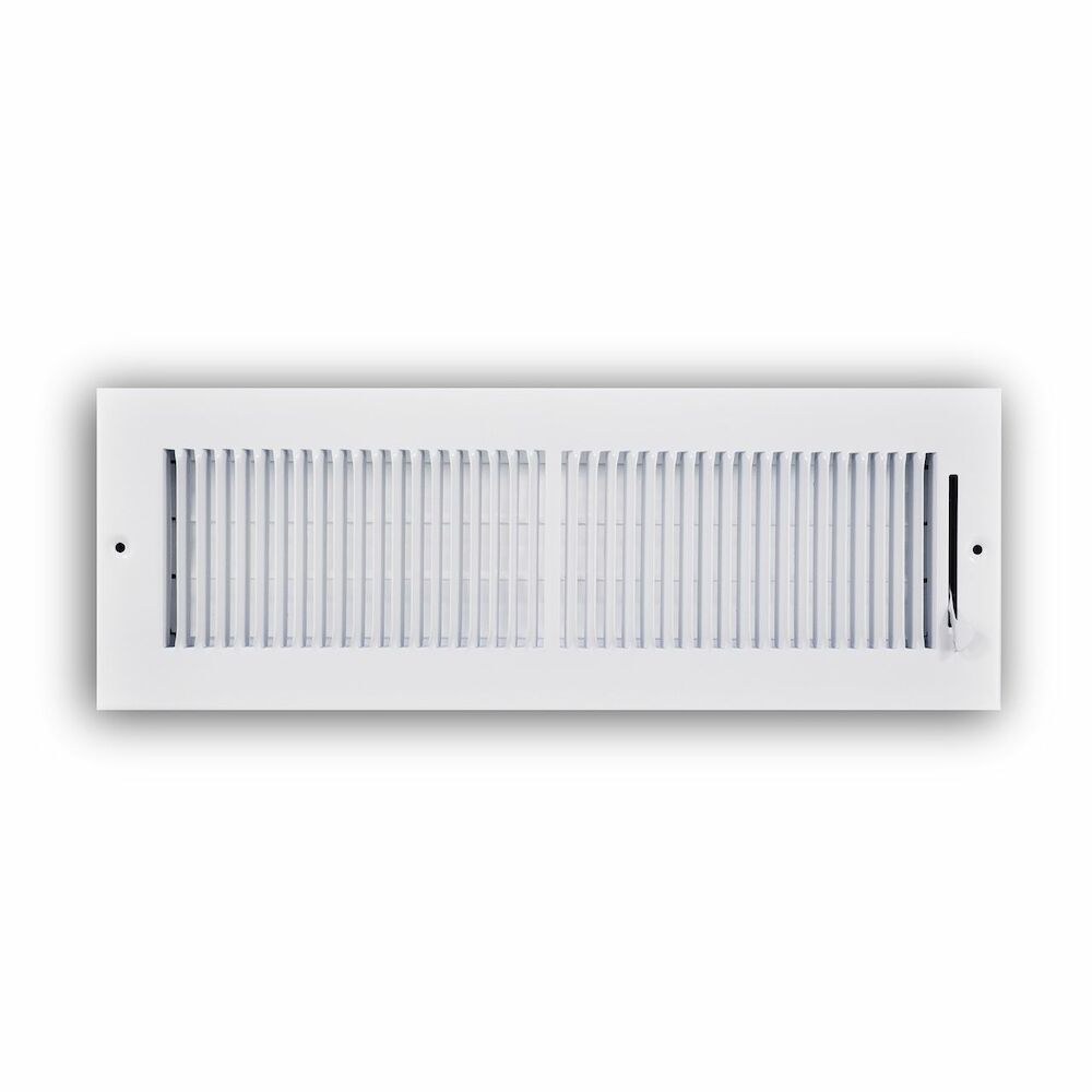 TRUaire™ 132M 14X04 2-Way Wall/Ceiling Register w/ Multi-Shutter Damper, 14 x 4 in, Steel, Powder Coated, White