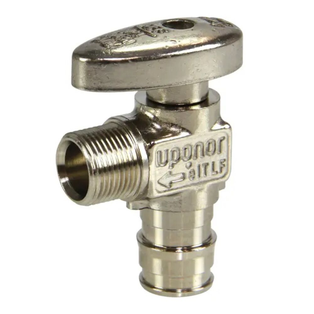 Uponor LF5855038 ProPEX Full-Port Angle Stop Valve, 1/2" PEX x 3/8" OD Comp. (Lead Free Brass)