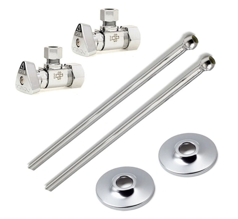 LFBV2-2165CC Convertible™ II 1/2" Compression x 3/8" OD Lead-Free  Quarter-Turn Brass Ball Valve Lavatory Supply Kit, Chrome