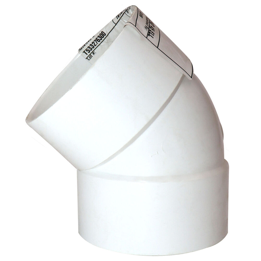 IPEX 414183BC Sewer 45 deg Elbow, 3 in, Hub, PVC