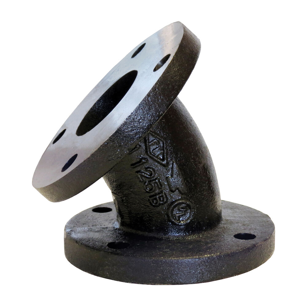 Anvil® 0306020405 FIG 802 Straight Pipe 45 deg Elbow, 6 in, Flange, SCH 40/STD, 125 lb, Cast Iron, Import