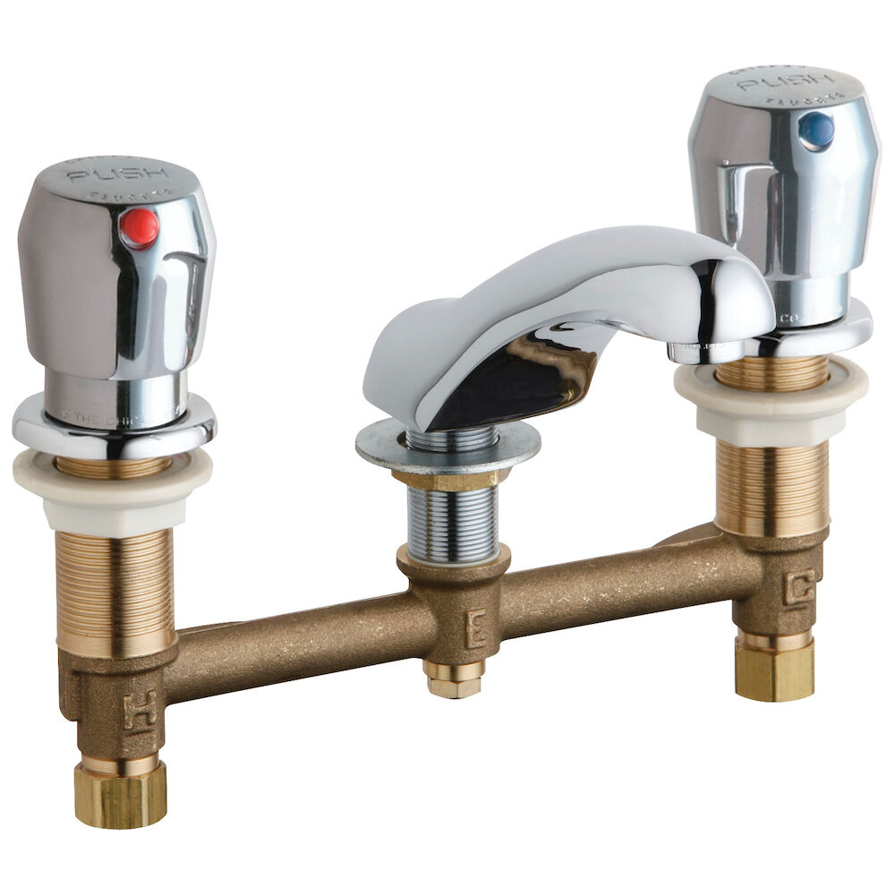 Chicago Faucet® 404-665ABCP Concealed Lavatory Sink Faucet, 2.2 gpm, 1-3/4" H Spout, 8" Center, Chrome Plated, 2 Handles, Commercial