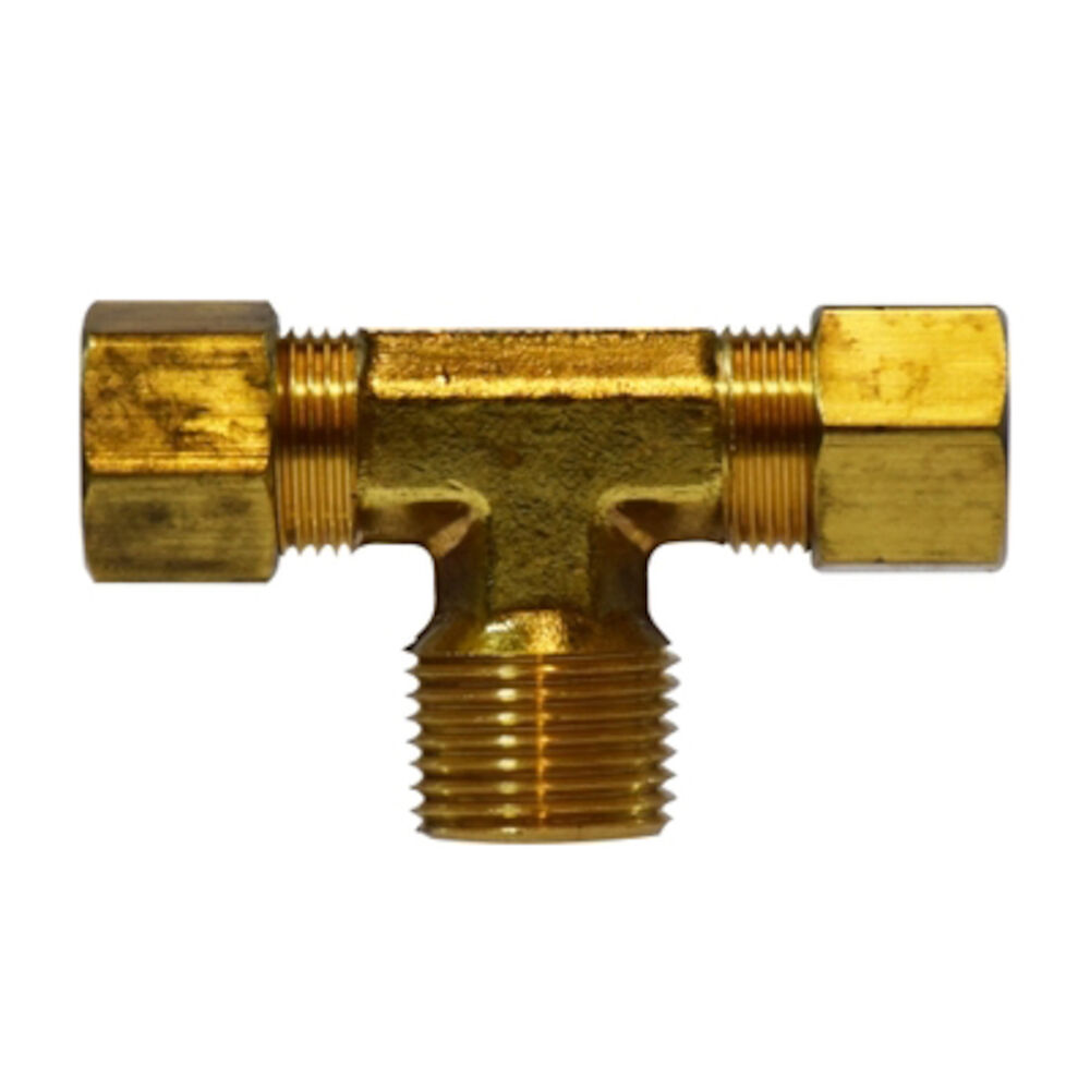 MMM 18292 Branch Tee, 1/4 in, CompressionxCompressionxMNPTF, CA377 Brass