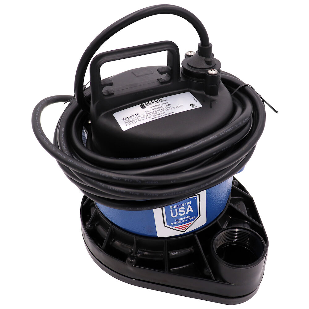 Goulds EP0411F 1-Phase Submersible Effluent Pump, 60 gpm Maximum, Non-Automatic, Up to 31 ft Maximum Head, 115 V