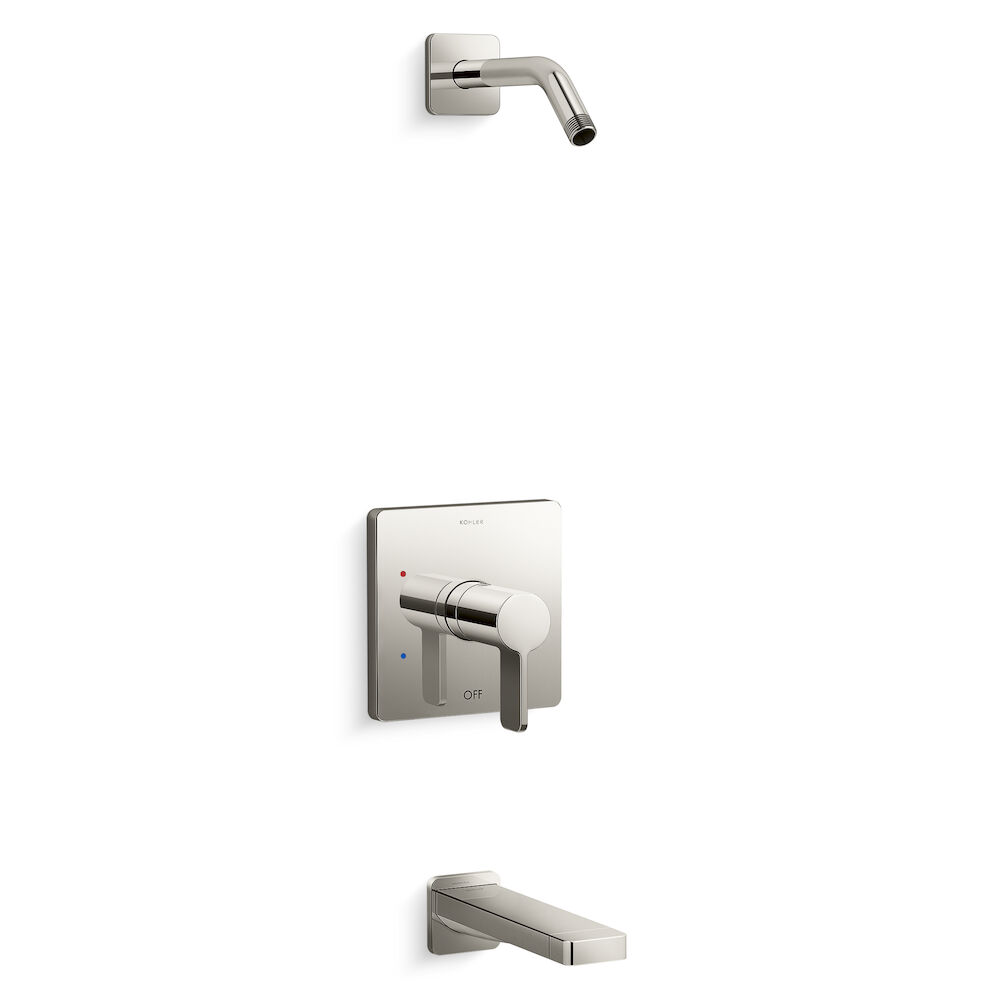 Kohler Parallel Rite-Temp Bath and Shower Trim Kit w/o Showerhead, Vibrant Polished Nickel