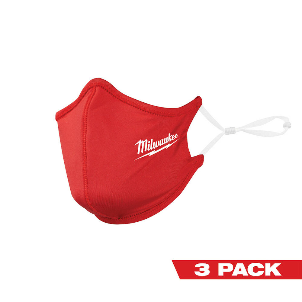 Milwaukee® Tool 48-73-4228  2-Layer Face Mask, Red, 3 Pack