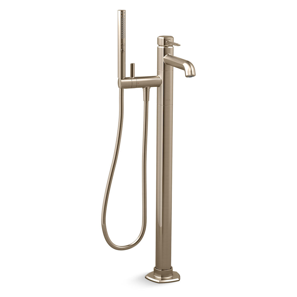 Kohler T27025-4-BV Occasion Floor-Mount Bath Filler Trim with Handshower, Brushed Bronze