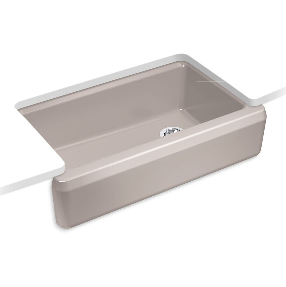 Kohler®  K24564-TRF Riverby® 35-3/4" Undermount Single-Bowl Tall-Apron Farmhouse Workstation Kitchen Sink, Truffle