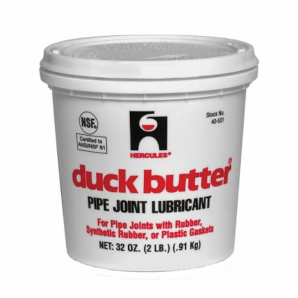 Hercules® Duck Butter® 40501 Water-Soluble Pipe Lubricant, 2 lb, Paste, Off-White