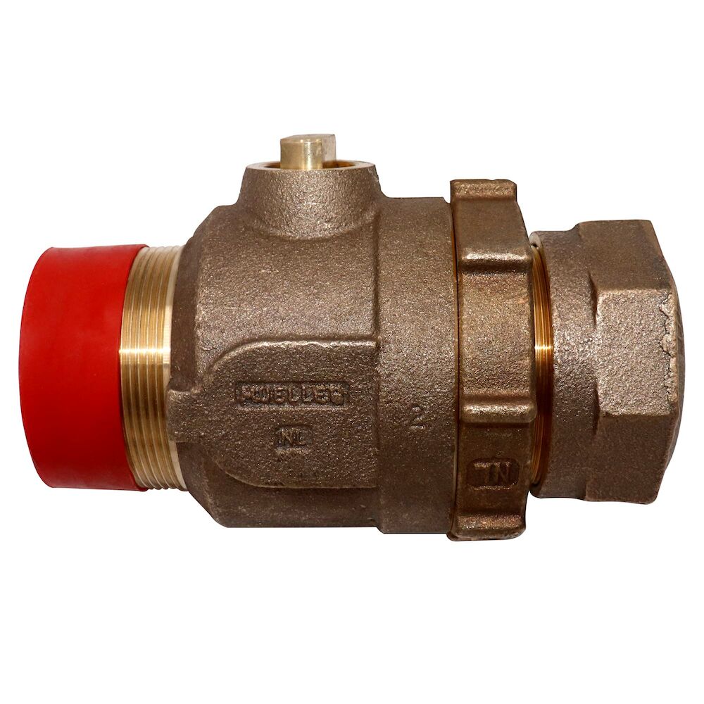 Mueller Co 300™ B-25008N 2 Ball Corporation Stop Valve, 2 in, AWWA Taper Threaded Outlet x 110 CTS, Brass Body, EPDM/Nitrile Softgoods