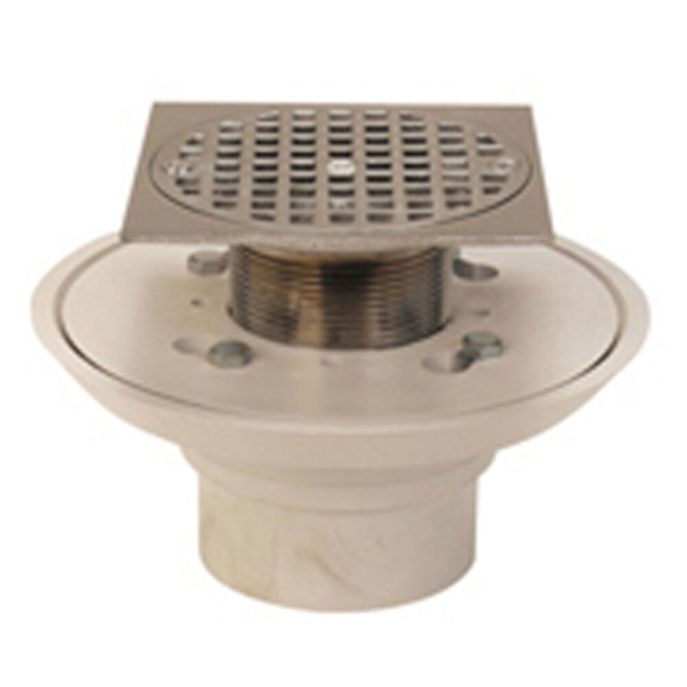 FD2254-PV2-CS4 2"x3" Adjustable Shower Drain, Square, Chrome-Plated Brass Head, PVC