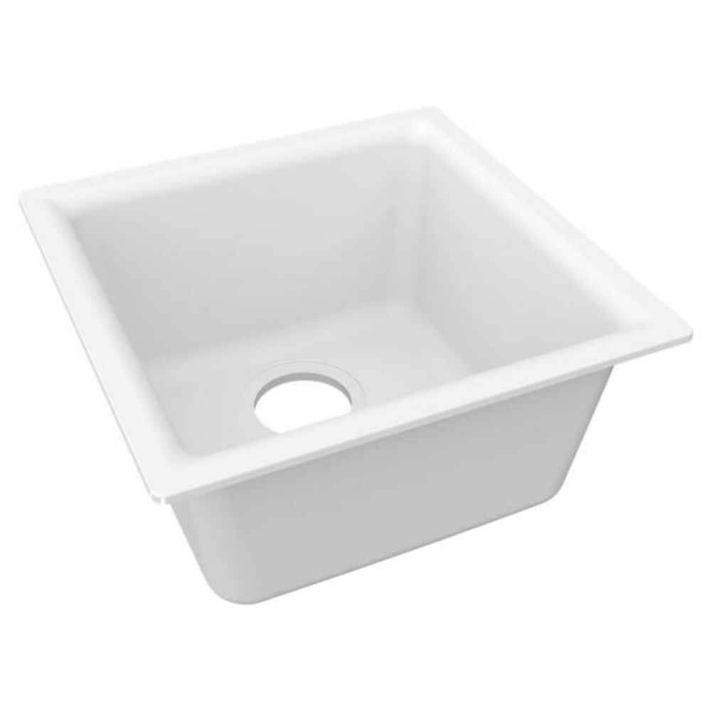 ELX1616FX0 15-3/4" Quartz Luxe Single Bowl Dual-Mount Square Bar Sink, Arctic Fox