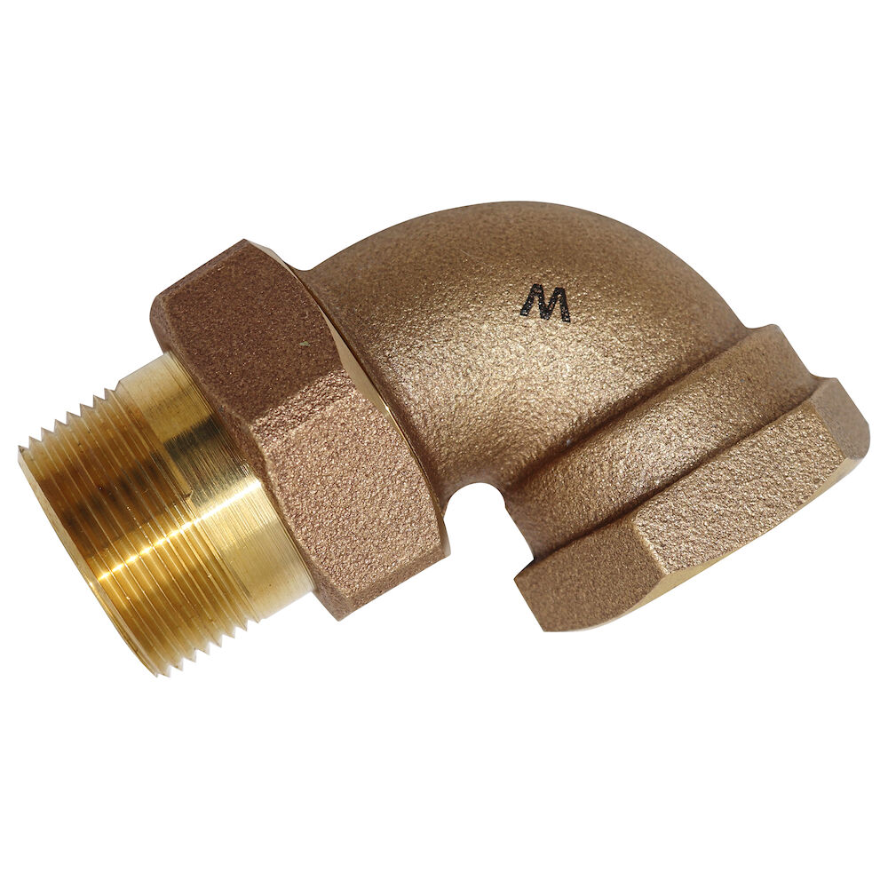 WATTS® 0067631 UL Series, UL-1-IPS Elbow, 1-1/4 in, FNPTxMale Union, 15 psi, Bronze