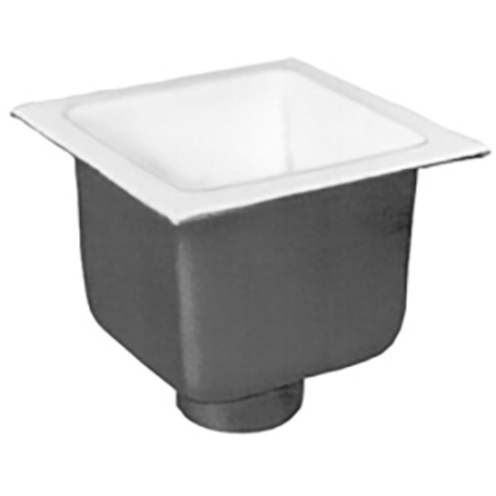 FD2376-NH3-T 3" Floor Sink w/ 3/4" Grate, 8" Sump Depth, No hub, Acid-Resistant White Enamel, Square, Cast Iron