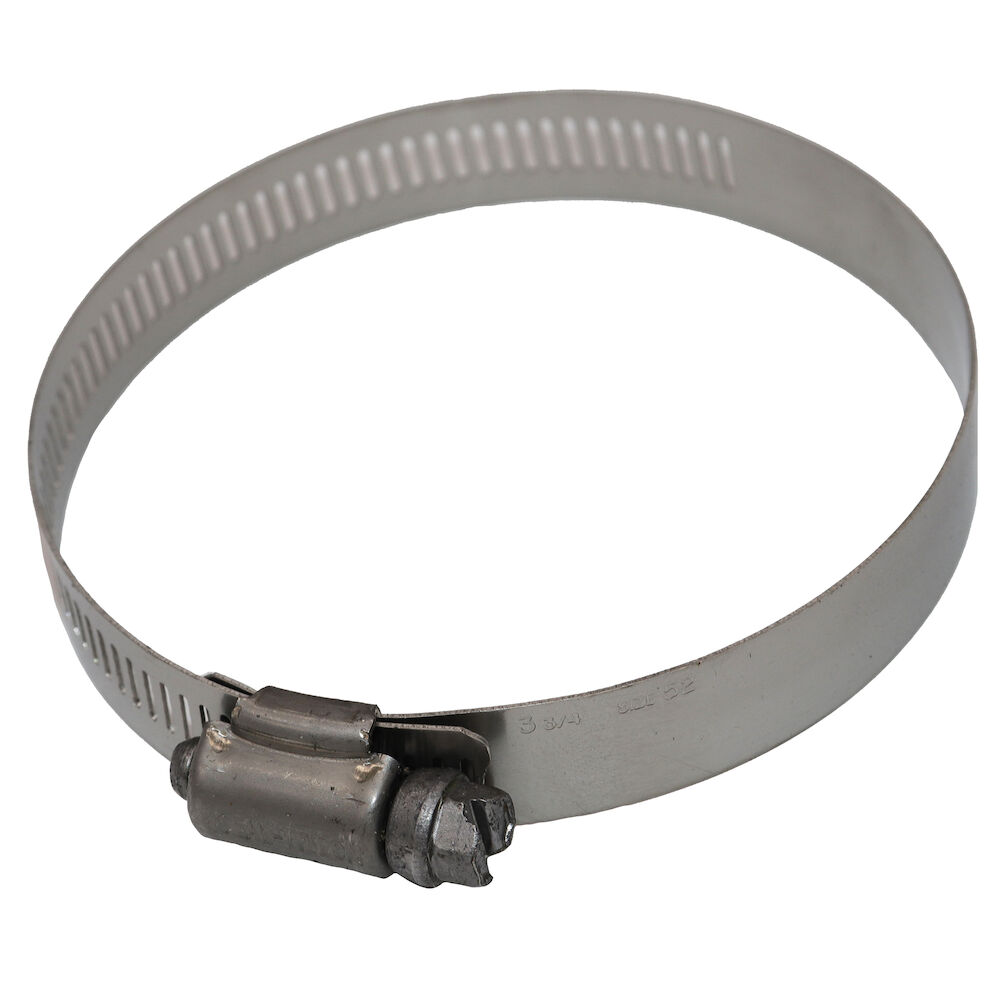 Full size Gear Clamp, 1-7/8 to 3-3/4" Clamp, #52 Trade, Stainless Steel Band, Stainless Steel Bolt