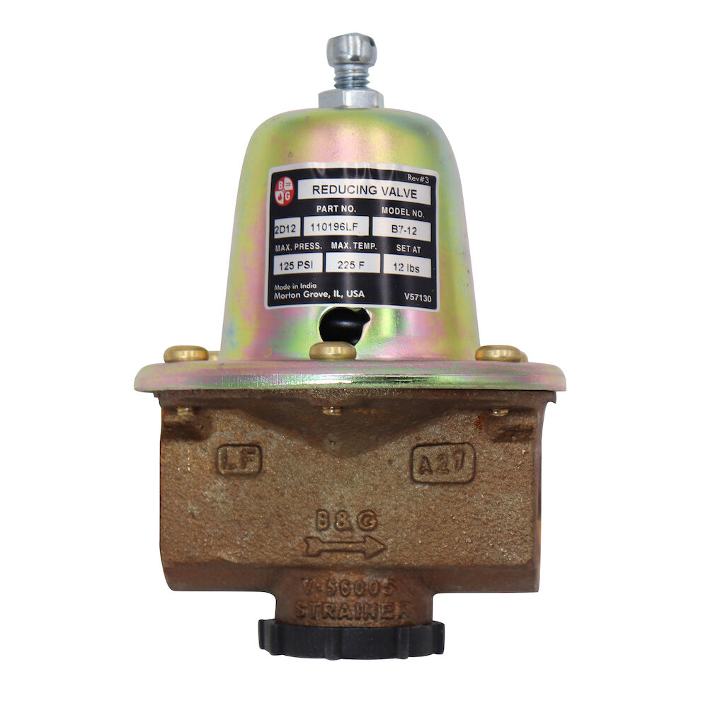 Bell & Gossett 110196LF Pressure Reducing Valve, 3/4 in, NPT, 10 to 25 psig, 6-1/2 to 7 gpm, Brass Body