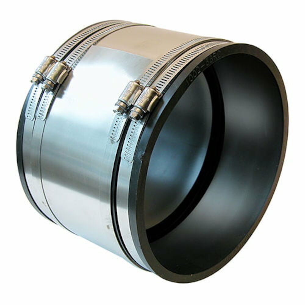 1002-64RC 6"x4" Strong Back Flexible Coupling, Clay x Cast Iron/Plastic, Domestic, 60 Duro Shore PVC