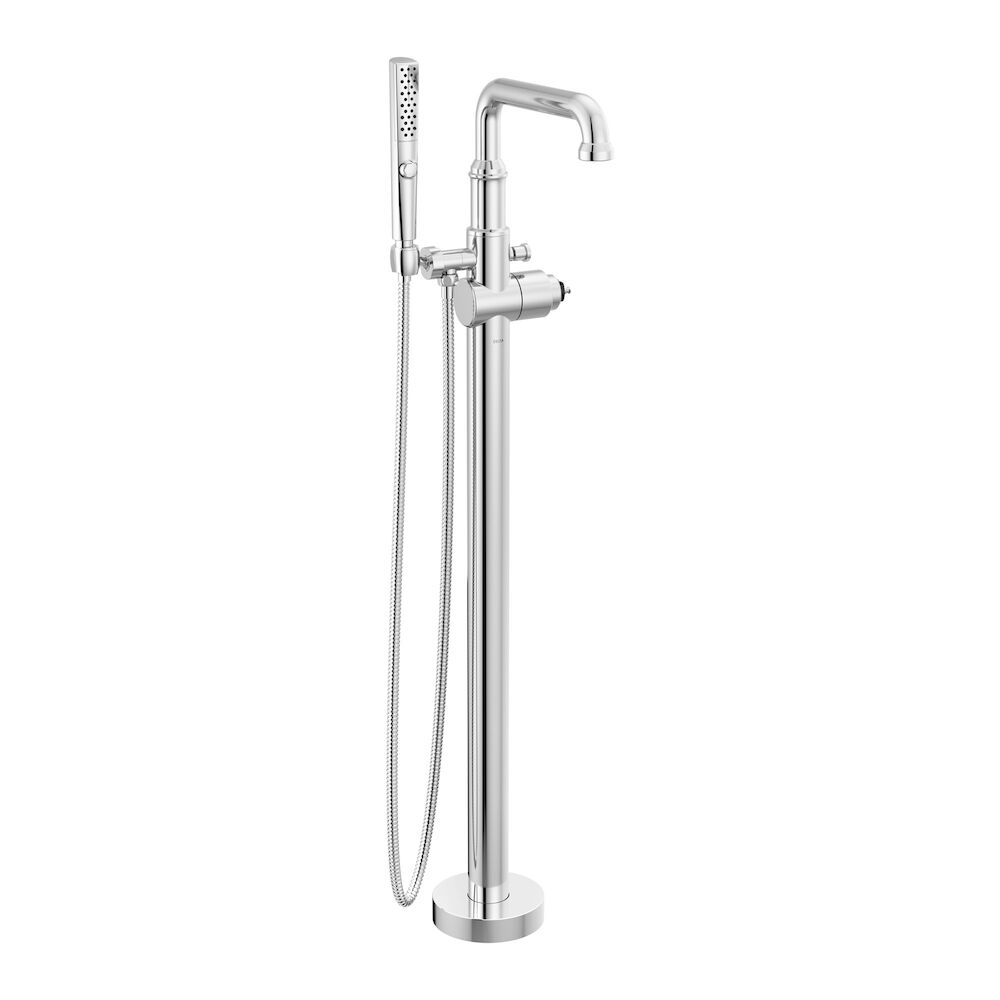 Delta Broderick™ Floor Mount Tub Filler Trim- Less Handle, Lumicoat® Chrome
