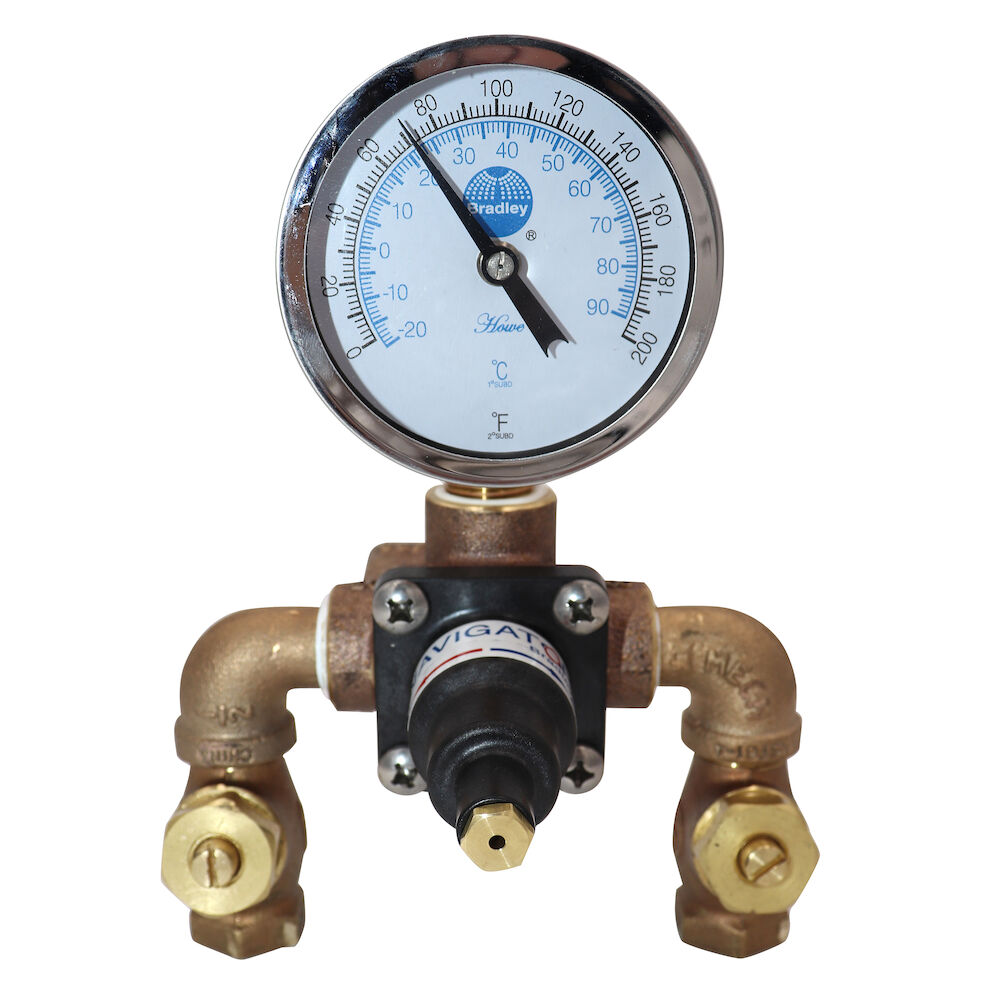 Bradley® Navigator® EFX8 S19-2000 Emergency Fixture Thermostatic Mixing Valve, 1/2" NPT Inlet, 8-3/8" L