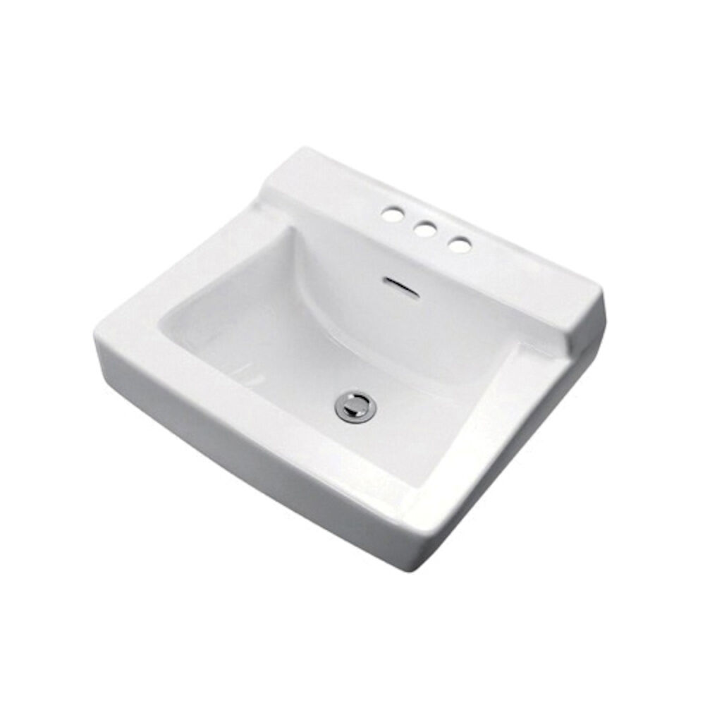 12-314 Plymouth™ Bathroom Sink With Consealed Front Overflow, Rectangular, Wall Mount, Vitreous China, White