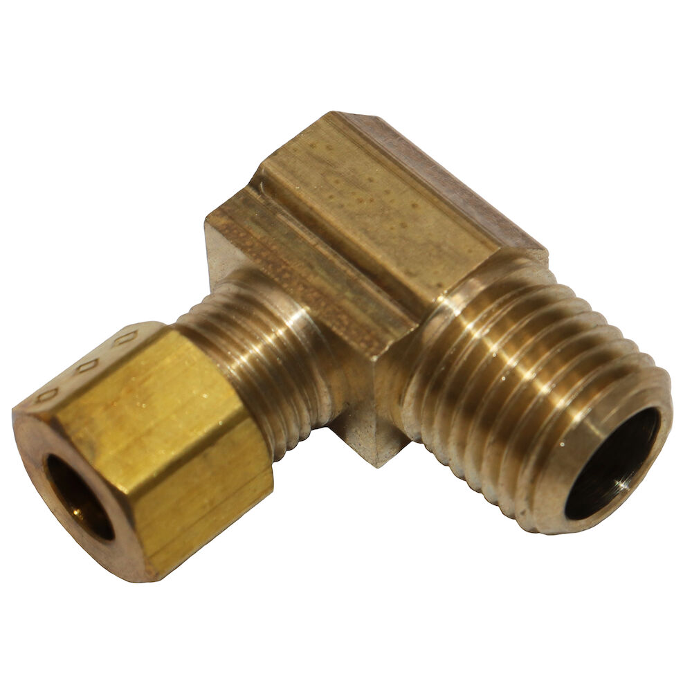 69-4-4X Pipe 90 deg Elbow, 1/4 in, CompressionxMNPT, Brass, Rough Brass