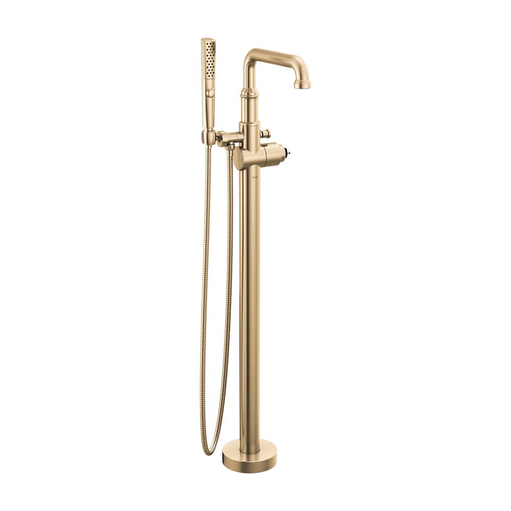 Delta Broderick™ Floor Mount Tub Filler Trim- Less Handle, Lumicoat® Champagne Bronze