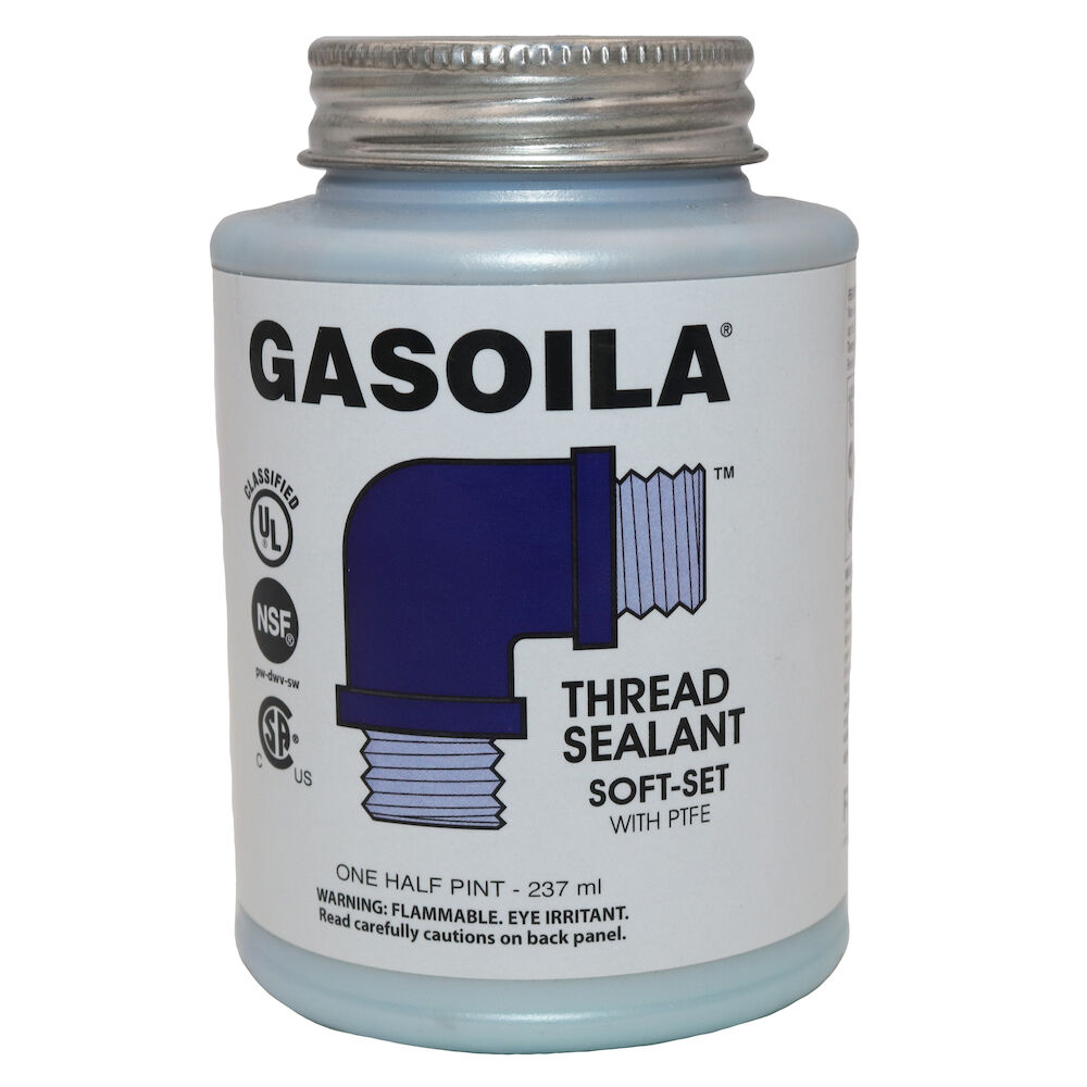 Gasoila® SS08 Soft-Set Thread Sealant With PTFE Paste, 0.5 pt Brush Top Can, Liquid, Blue/Green, 1.44